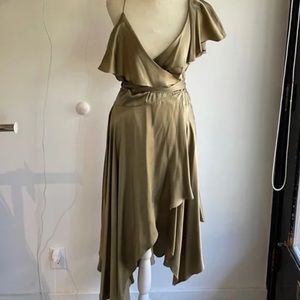 Zimmermann Sage Green Silk Wrap Dress
